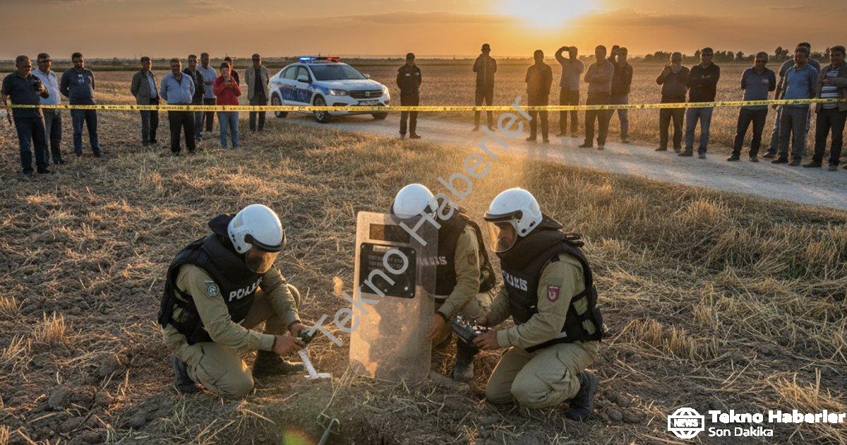 "Tire’de tarlada bulunan el bombası uzman ekipçe imha edildi" başlıklı haber için fotorealistik, pro