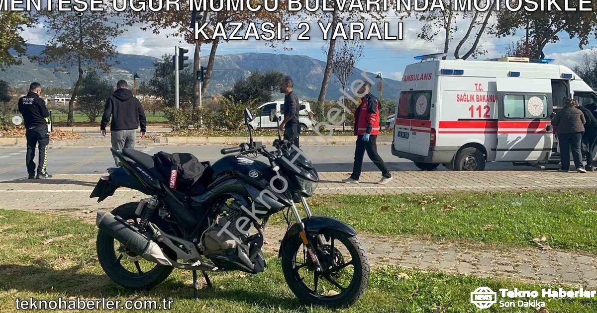 "Menteşe Uğur Mumcu Bulvarı’nda motosiklet kazası: 2 yaralı" başlıklı haber için fotorealistik, prof