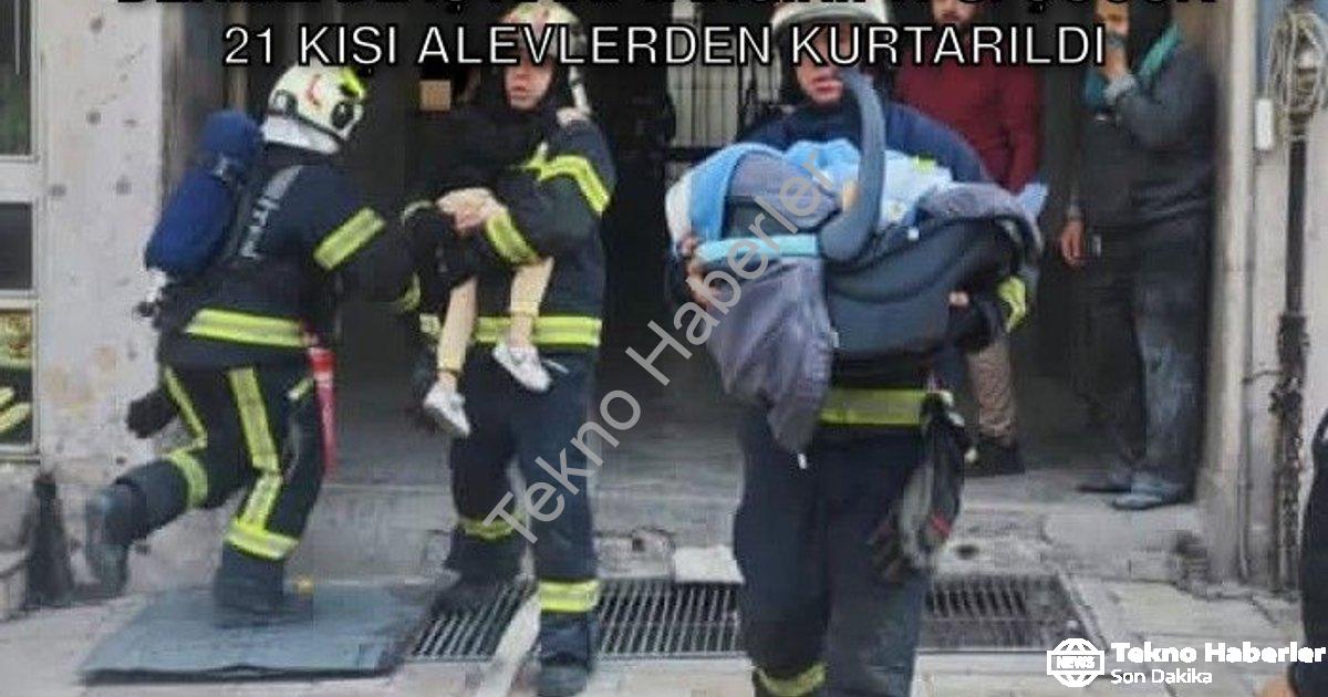 "Denizli'de İş Hanı Yangını: 17'si Çocuk 21 Kişi Alevlerden Kurtarıldı" başlıklı haber için fotoreal