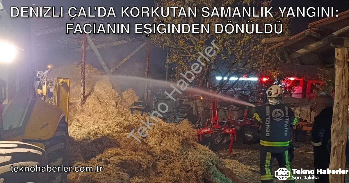 "Denizli Çal'da Korkutan Samanlık Yangını: Facianın Eşiğinden Dönüldü" başlıklı haber için fotoreali