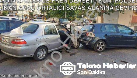 Aydın Efeler’de Fren Dehşeti: Kontrolden Çıkan Araç Ortalığı Savaş Alanına Çevirdi